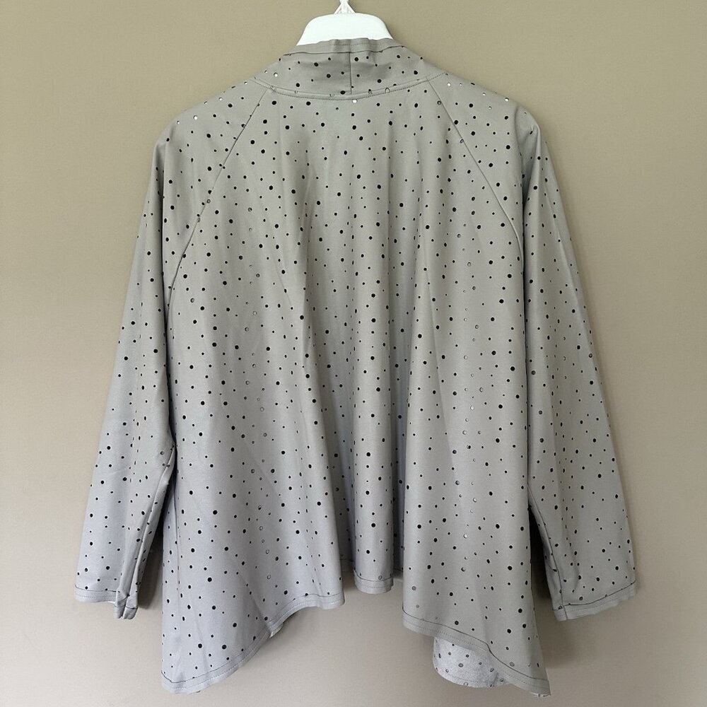 Planet Lauren G $312 Faux Leather Jacket Beige Women M (4-8) Artsy Holey lagenlo - Picture 5 of 11
